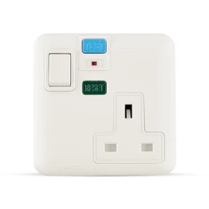 فيش RCD مفرد بمفتاح ثنائي القطب 13 امبير، ابيض، 7×7 سم | SPECTRA