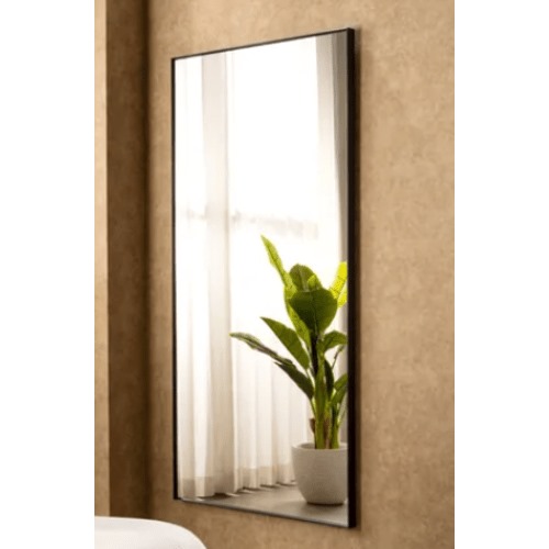 مرايا جدار مقاس 160×80×4 سم، لون أسود، تصميم أنجل | شركة ابيات