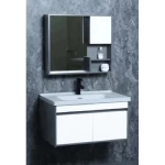 Ceramic Hand Washbasin With Wooden Cabinet Size 60 cm and Mirror With Pharmacy, Pearly Oily Color  