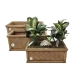 Small Round Wooden Fiberglass Planter 50x20.5x20.5 cm