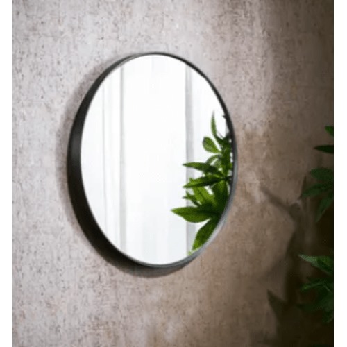 Circle Wall Mirrors Size 60x60x4 cm, Dark Grey Color | Abyat Company