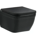 كرسي حمام افرنجي معلق اسود مطفي تصميم أثوس مقاس 58×41×33.5 سم 