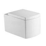 Wall-Hung Ceramic Restroom, White, Box-Like, Size 18 cm