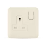 فيش مفرد 13 أمبير مع مفتاح ثنائي القطب ولمبة، لون بيج، 7×7 سم، 250 فولت | سبكترا