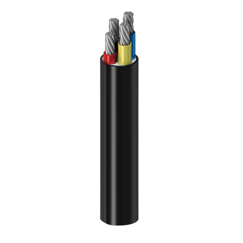 كابل المنيوم مجدول متعدد النواة رباعي القطب عزل XLPE مقاس 500 مم² 600/1000 فولت اللون اسود | شركة الفنار