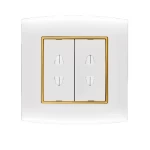 فيش عالمى فتحتين مزدوج 16 أمبير الفنار موديل أمنية المقاس  7x7 اللون أبيض بحلقة ذهبى