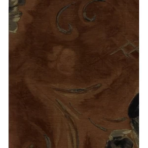 Rose wallpaper, golden color with dark red, size 10 m x 53 cm