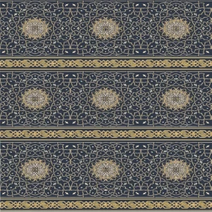 فرش مساجد من هت ست، طول خيط 12 ملم، تصميم إسلامي، أزرق | مجموعة سوبر القدس