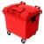Plastic Waste Bin with Double Lid Red Color Capacity 1100 Liter Size 1.37×1.07×1.33 meter