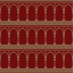 سجاد مساجد من PCF أحمر غامق ، طول خيط 9 ملم، تصميم إسلامي، مجموعة الميقات