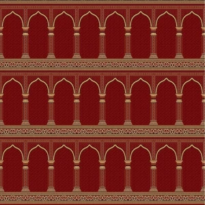 PCF Mosque Carpet Red Dark, Pile Height 9 mm, Islamic Design | Collection el Al-Miqat