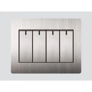 Quadruple Push Switch 7×7 cm Silver Steel, 16 Amp | Art DNA