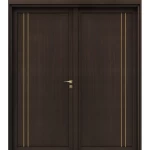 Premium Dual Wooden Door with Classic Design, Size 220 × 235 cm, Dark Brown Color, Model GM02