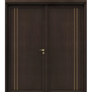 Premium Dual Wooden Door Classic Design 220×235 cm Dark Brown | GM02