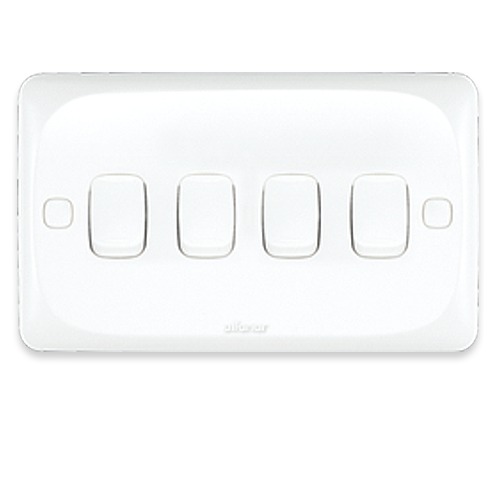 Electrical Light Switch 4 Gang 2 Way 10 Amp Mira 14×7 cm White | Al Fanar