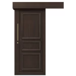 Modern Design Wooden Sliding Door, Size 265 × 110 cm, Dark Brown , Model EX05