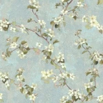 American Wallpaper Turquoise Color Floral Design, Size 10mx0.53m, Model TB4219