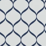 Vinyl Wallpaper, Patterned Design, Size 15.6m × 100 cm, Gray with Navy Blue Color