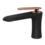 Short Washbasin Mixer, Black and Rose Gold Color