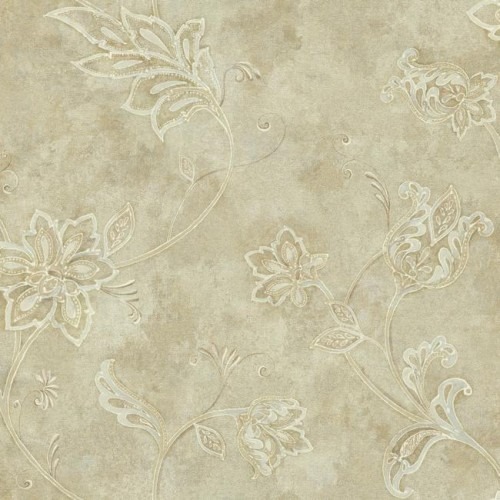 American Wallpaper Floral Design Pale Beige, Size 10mx0.53m, Model TB4249 | Balbaid Decor Company