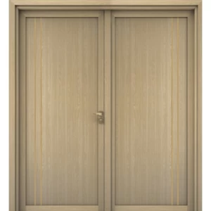 Premium Luxury Classic Double Entrance Wood Door, 220×235 cm, 6 cm Thickness, Beige | YT-46972851