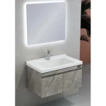 Modern Wooden Wash Basin with LED Mirror, Width 80 cm, Depth 48 cm