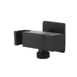 Square Angle Valve With Built-in Bidet Holder, Black Color