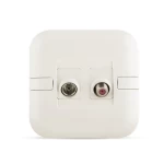 Angular TV Socket + Angular Satellite Socket, White, 7x7cm Size | Spectra