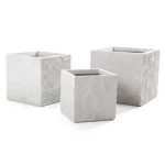 Fiber cement planting pot, size 31x34x34 cm, gray, square shape