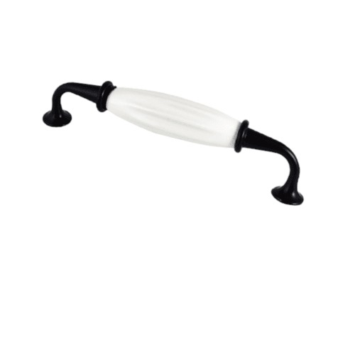 Ceramic and Nickel Kitchen Cabinet Handle 12.8 cm, Black | Wonderful Kitchens