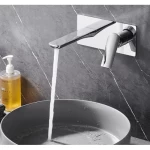 Shinny Silver Concealed Bathroom Washbasin Mixer, Brand Pluto