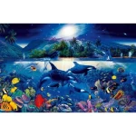 Wall mural for decor deep sea design, size 175 cm × 115 cm, blue color