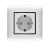 schuko socket With shutter 1 gang 16 Amp Alfanar Model  Omnia Size 7x7 Colour Silver with Black Ring