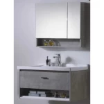 Decorative Washbasin With Wooden Cabinet, Pharmacy Cabinet And Mirror Size 80x46 cm, Dark Grey