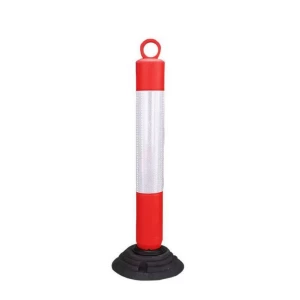 Cylindrical Warning Post Length 75 cm Plastic Orange with Reflective Stripe, 2 kg | Safety Store