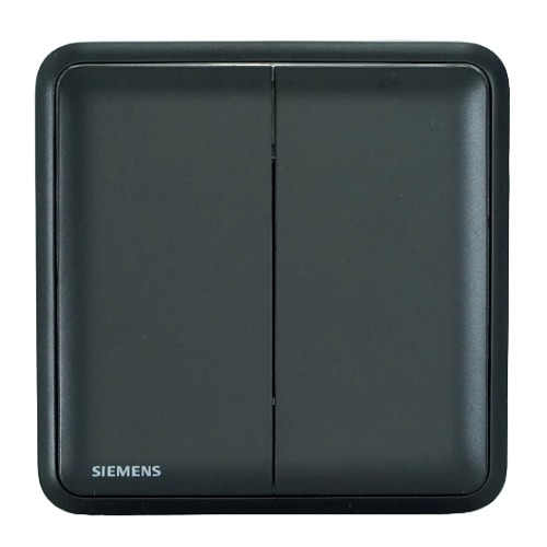 10Amp 2 Gang 2 Way Switch, Black, 86x86mm, 250V | Siemens (Delta Seata)