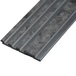 PVC wood replacement panels, size 12 x 290 cm rectangle, gray color, silver dividers