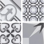 Cut porcelain floor tiles, size 16.5 x 16.5 cm, black colour