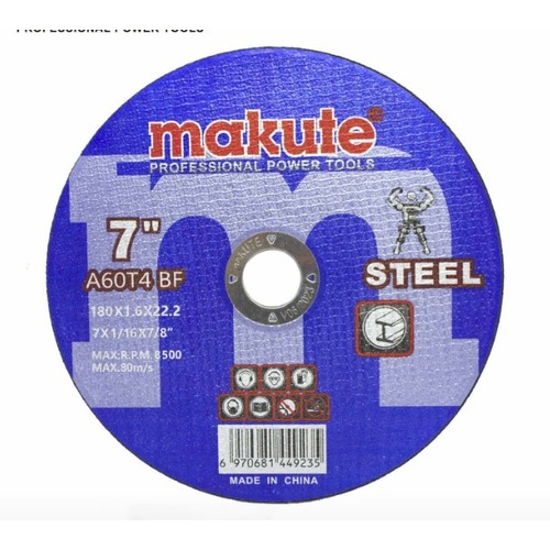 Stainless Steel Cutting Disc 7 inch, 180×1.6×22.2 mm, 8500 rpm | Makute
