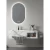 Single Basin Artificial Marble Wash Basin With LED Mirrors and Black shelf, White With Veins Color, Size 120×50 cm