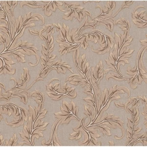 Italian Wallpaper Leaf-Patterned 10m x 1.06m Dark Beige | Balbaid Decor Company