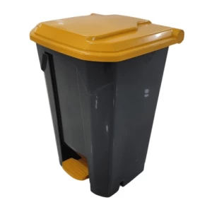 HDPE Plastic Waste Box with Step 30 Liters, Size 37.50x36x44 cm, Black with Brown | AL-FURIDI FACTORY FOR PLASTIC INDUSTRIES