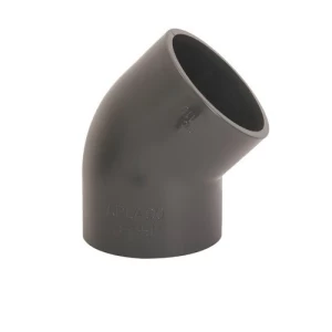UPVC Plastic Elbow 45° Size 56 mm, Length 94 mm, Grey Color | Cosmoplast