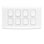 Wide Electrical light switch 8 gang 2 way 10 Amp ALF Classic  brand EL FANAR Size 14 × 7 cm Color White 