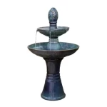 ceramic tiered fountain, size 50x100 cm,  blue color, model number MZ15103BA