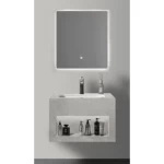 مغسلة رخام صناعي حوض واحد سيراميك 3 الوان مقاس 60 سم، لون رمادي مطفي