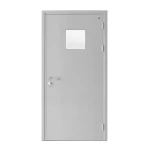 Fire door SFFECO  stainless steel  with square glass window Model SF/SD Single Door leaf size 1950×900   mm  Color Gray