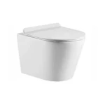 Wall Mounted Ceramic Toilet, Round, White, Cover UF, Size 18 cm 