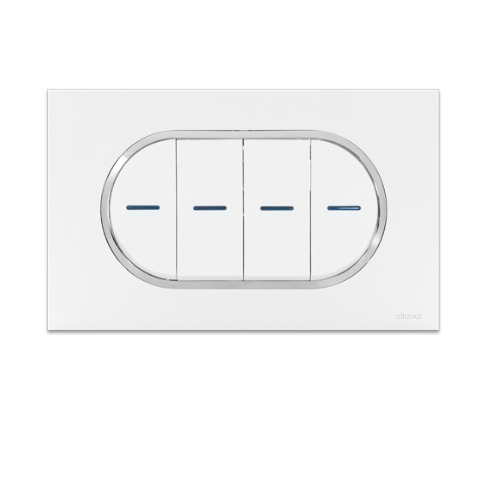 Circular Electric Switch 4 Gang 10 Amp 14x7 cm White Chrome Ring | Al Fanar