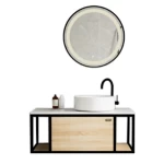 Decorative Wash Basin with Ceramic Prominent basin and LED Mirror, Size 90×50×50 cm